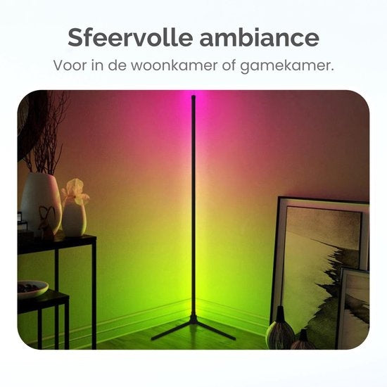 Gologi Smart Floor Lamp LED - Lampe d'angle - Industrielle - Debout - Salon - Dimmable - RGBW - Avec App - Noir