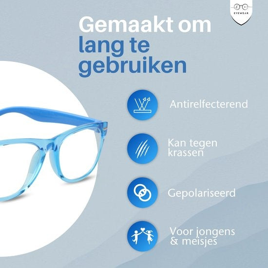 LC Eyewear Lunettes d'ordinateur pour enfants - Lunettes à lumière bleue - Lunettes d'affichage - Unisexe - Bleu transparent