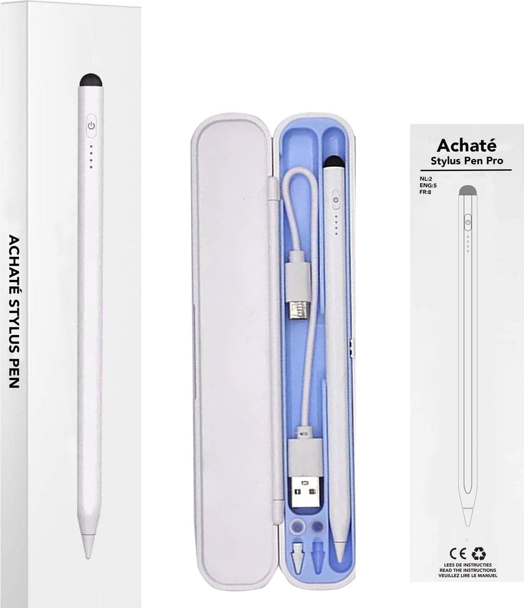 Achaté Stylus Pen Pro - Alternatief Apple Pencil en Universele Stylus - Met Handdetectie - Wit