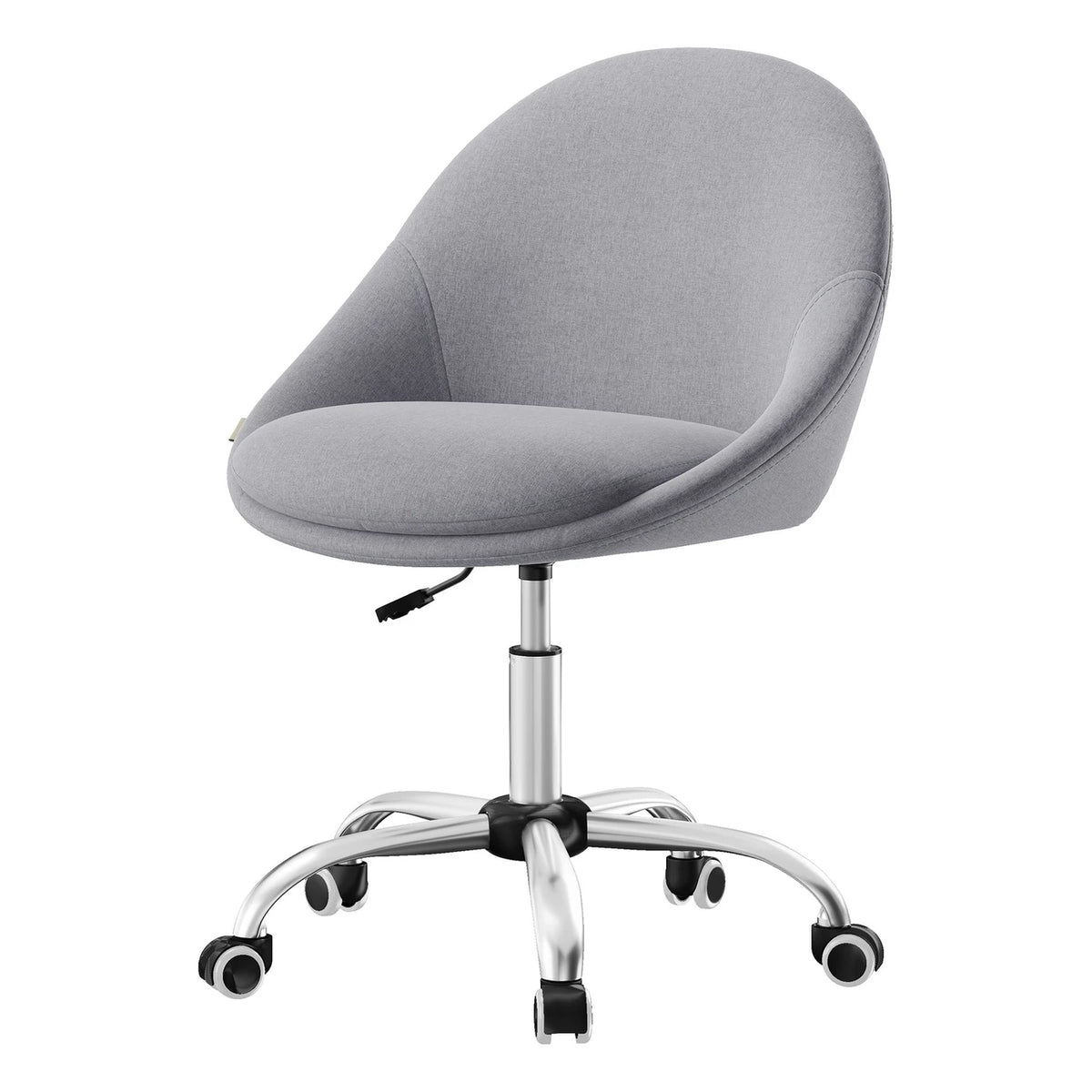 Chaise de bureau Ochama - Grise - Mélange coton-lin - Réglable en hauteur - Pivotante avec roulettes - 60 x 60 x 80-90 cm