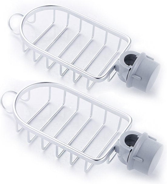 Goliving Support de douche suspendu - Support de douche - Sans perçage - Support de cuisine - Organisateur d'évier - Accessoires de salle de bain - Lot de 2 - Argenté