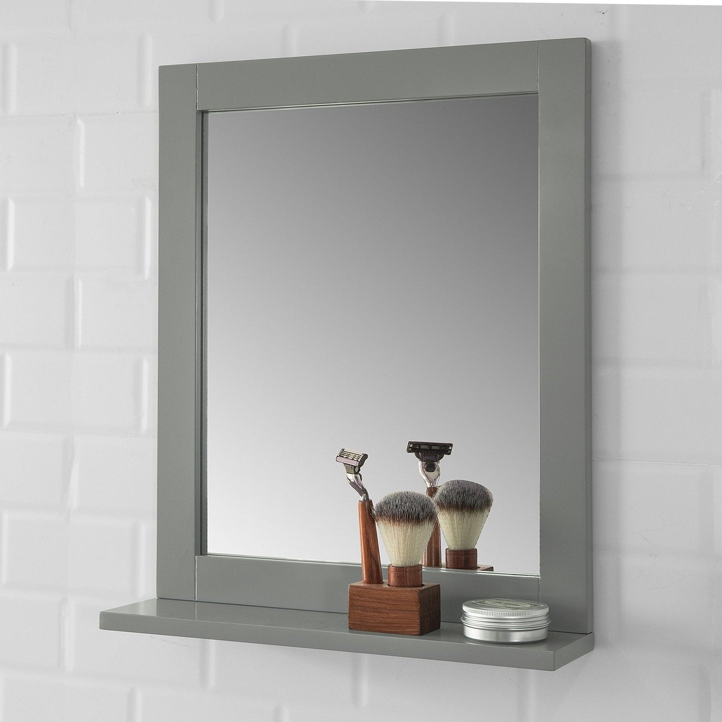 SoBuy Miroir de salle de bain avec étagère - Gris foncé - 40x50x10 cm