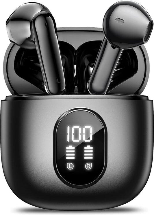 Soundtrex X-Pro Wireless Earphones - Ecouteurs Bluetooth - Earpods sans fil - Ecran LED - Bluetooth 5.3 - Noir