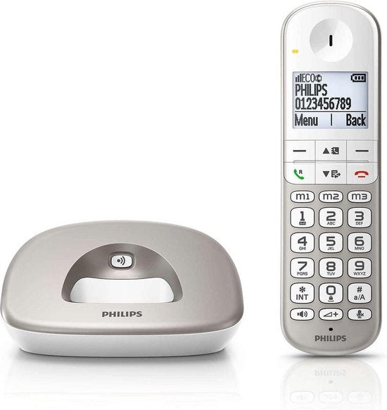 Philips XL4901S - Téléphone DECT - Téléphone sans fil pour personnes âgées avec 1 combiné - Grandes touches, augmentation du volume et compatibilité avec les aides auditives - Blanc