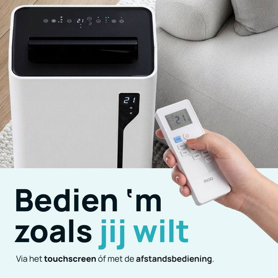 MOA Climatiseur mobile - 12 000 BTU - Avec télécommande - Jusqu'à 35m² - Climatiseur avec fonction de déshumidification - Kit d'étanchéité pour fenêtre - Blanc