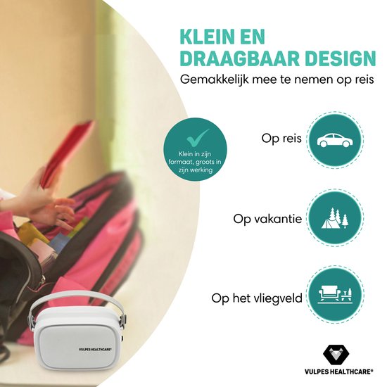 Vulpes Goods® HealthCare - Dispositif d'aérosol - Nébuliseur ultrasonique - Nébuliseur - Dispositif d'inhalation pour enfants, adultes et bébés - mode infini - Aide à lutter contre les maladies respiratoires - 3 embouts buccaux inclus
