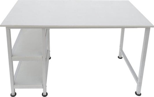 Bureau table informatique - avec étagères de rangement - métal blanc bois - largeur 110 cm