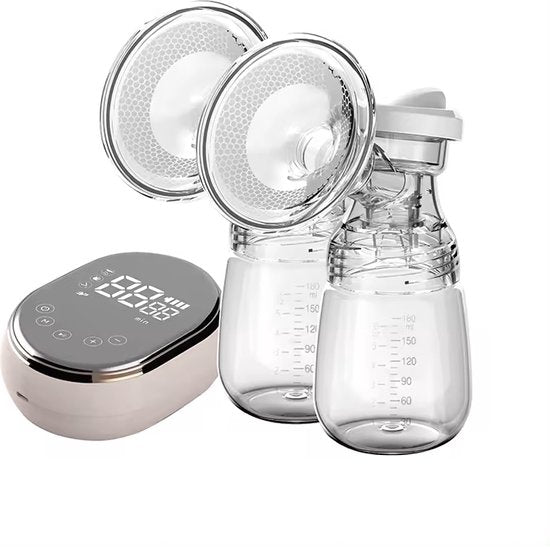Tire-lait électrique Fuegobird - Tire-lait électrique double tête - tire-lait 100% sans BPA - batterie rechargeable - 2x180ml biberons - rose