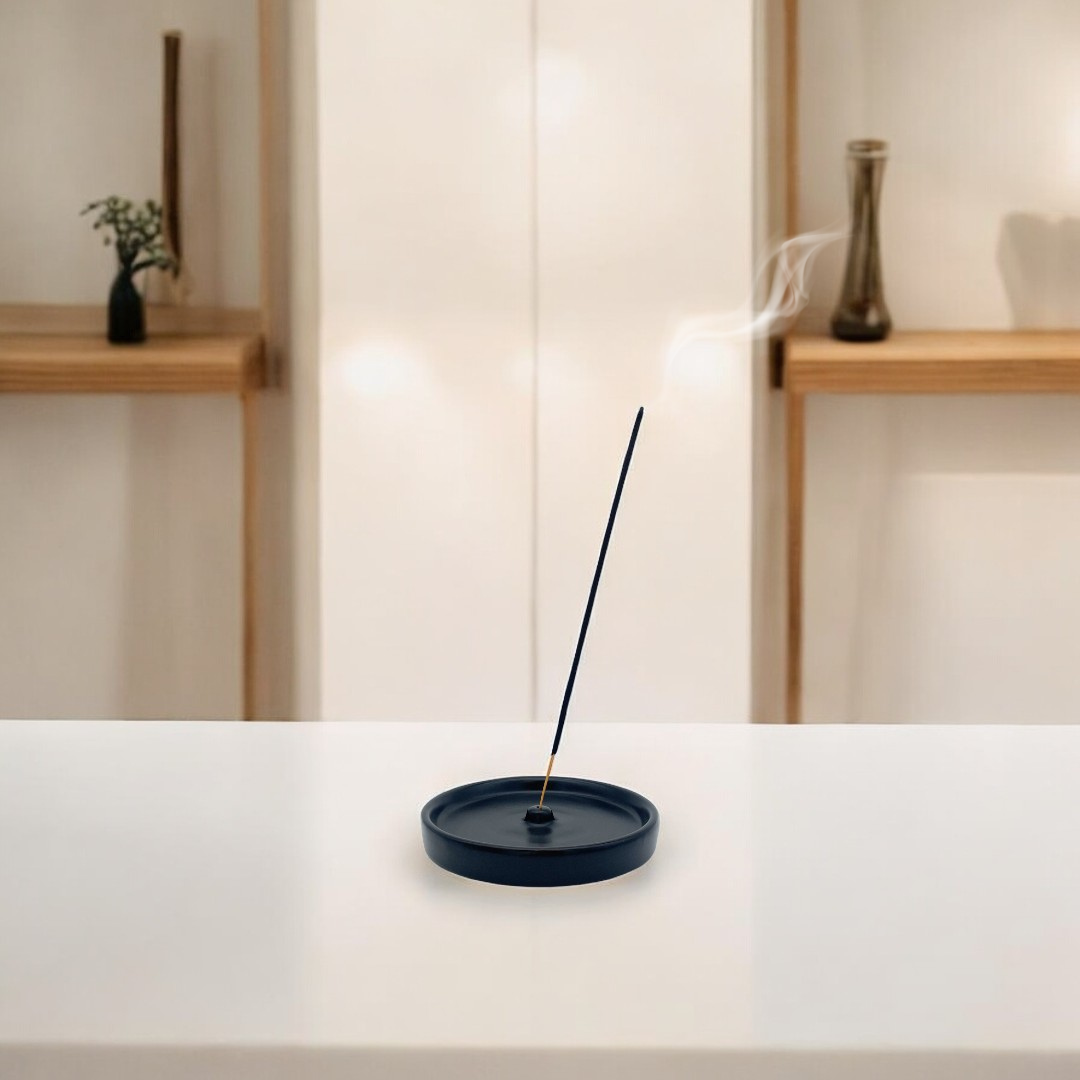 Porte-encens « A Sunny Day » en céramique - Noir - Rond - Ø 13 cm