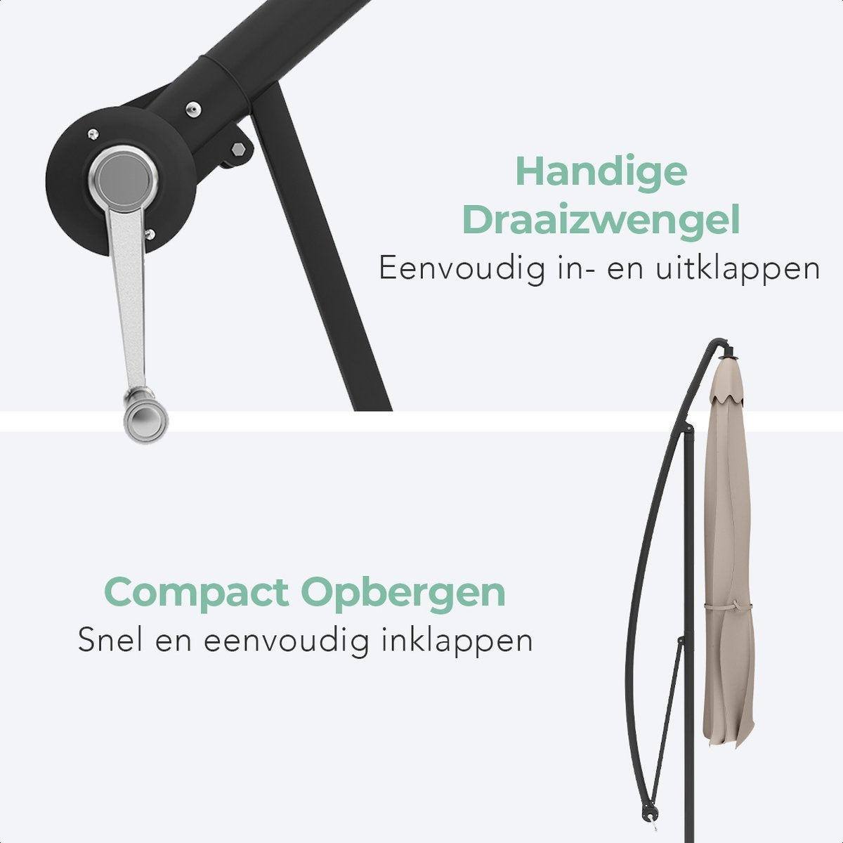 LifeGoods Parasol flottant - jusqu'à 8 personnes - Ø300cm - imperméable - avec housse et base en croix - jardin ou plage - Crème