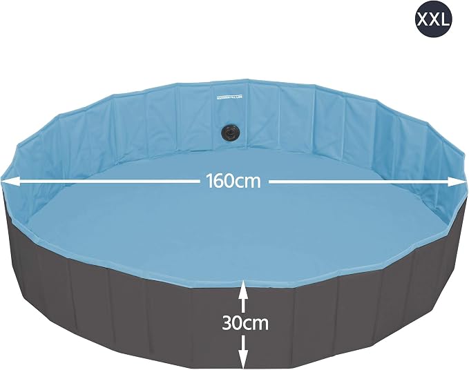 Piscine pliable pour chiens Yaheetech XXL 160 x 30 cm - Noire - Baignoire antidérapante pour chiens et chats