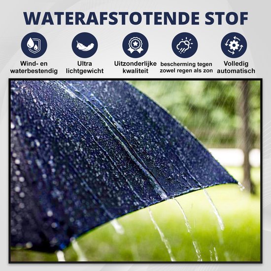 K&L Storm Parapluie pliable - Résiste à la tempête jusqu'à 100km/h - Parapluie à déploiement automatique - Housse de protection incluse - Bleu