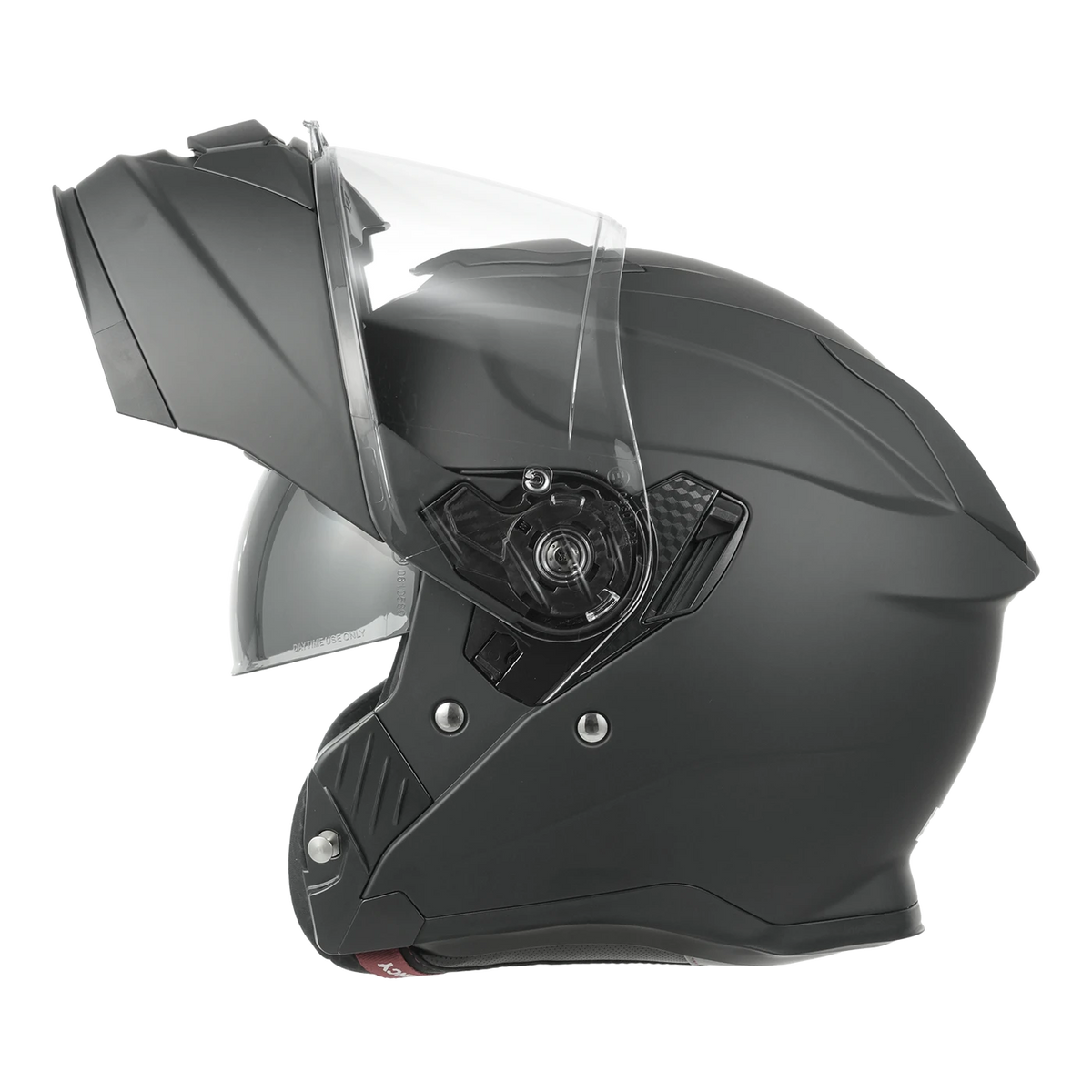 Casque moto à visière relevable MY Flip-Up – Certifié ECE 22.06 – Taille M – Noir mat et argent – ABS