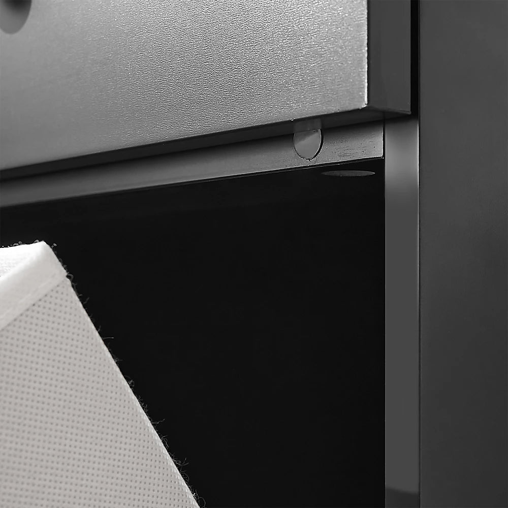 Armoire de salle de bains indépendante SoBuy avec panier à linge – Équipée de deux sacs à linge amovibles, de deux tiroirs et de quatre patins en silicone – Pour la salle de bains et la buanderie – MDF noir et tissu – 78 x 39 x 91 cm