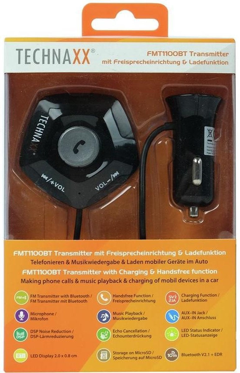 Transmetteur Technaxx FMT1100BT avec kit mains libres et fonction de chargement
