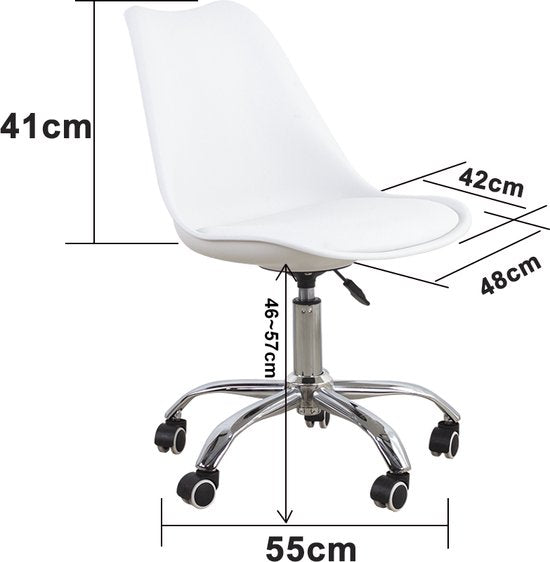 Chaise de bureau - VDD Gaming - Hauteur Réglable - Roulettes - Blanc