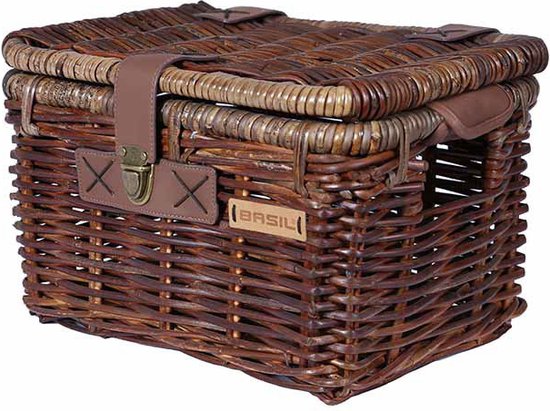 Basil Denton Bicycle Basket S - Frontal - Rotin - Marron - Petit