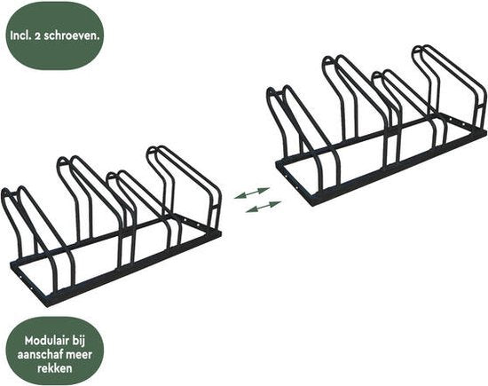 BRASQ Porte-vélos pour 4 vélos - Support pour vélos - Support pour vélos - Support pour vélos pour le sol Comprend le matériel de fixation - Noir