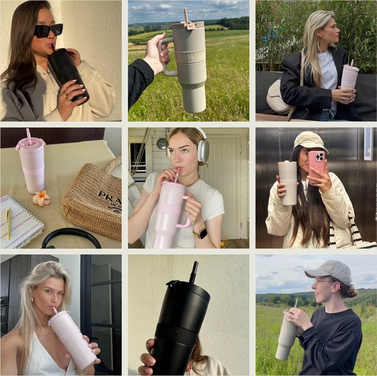 ONYX Bouteille à boire avec paille 700ML - Bouteille d'eau pour enfants et adultes - Tasse thermos - Tasse de voyage - Boire pour la motivation - Tasse à boire pour l'école - Beige