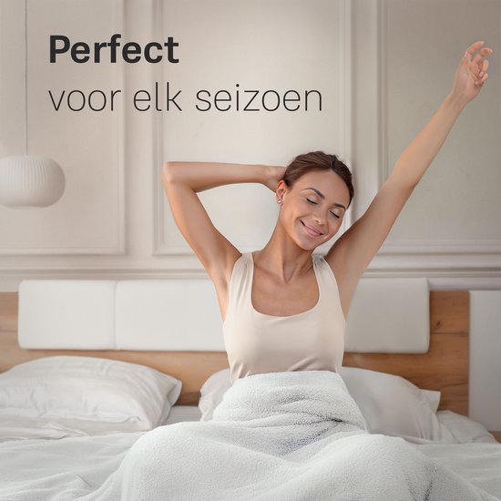 Couverture CozySense® 140x200 - Matériau double face - Pour toutes les saisons - Technologie de fermeture éclair à 360° - Hypoallergénique & OEKO-TEX® - Blanc