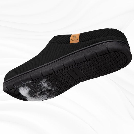 Chaussons Hommes - Chaussons - Taille 46/47 - Noir - Velours côtelé - Antidérapant - Comfeet
