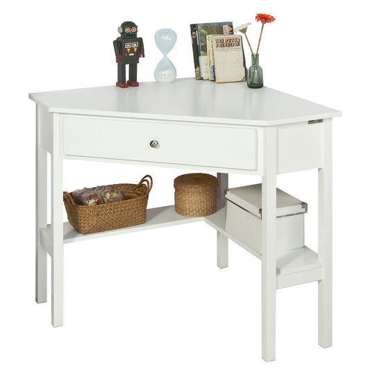 SoBuy FWT31-W Table d'appoint avec tiroir - Modèle d'angle - 76 x 76 x 76 cm - Blanc