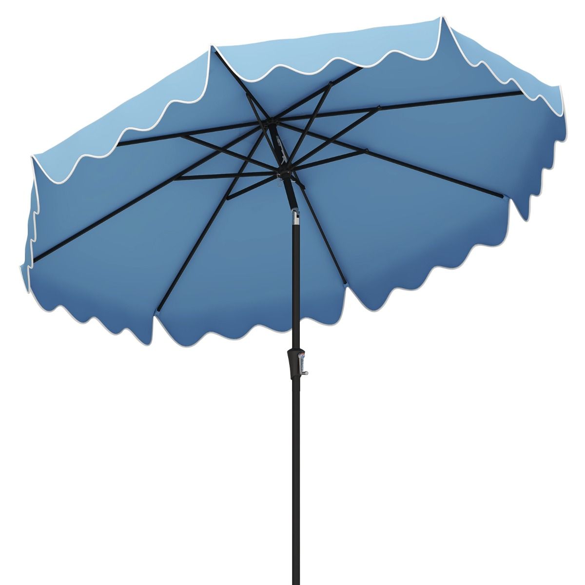 Coast Parasol 270 cm Navy Blue - Parasol de jardin avec manivelle, Volant et inclinaison de 25° Parasol de terrasse avec 8 côtes