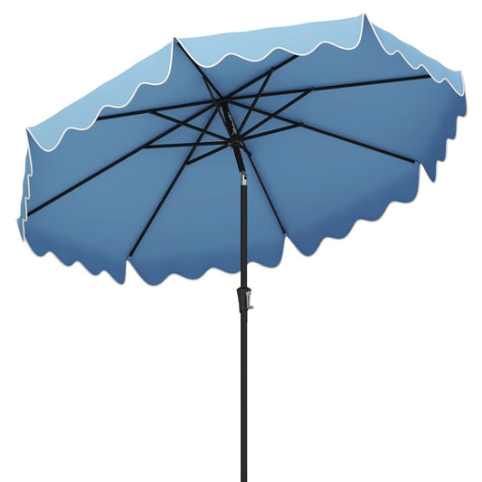 Coast Parasol 270 cm Navy Blue - Parasol de jardin avec manivelle, Volant et inclinaison de 25° Parasol de terrasse avec 8 côtes