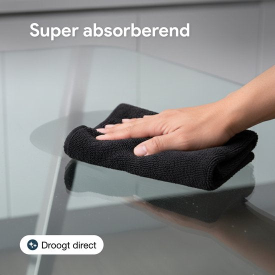 Chiffon ultra-absorbant en microfibre Luft - 60 x 80 - Salle de bain et voiture - Chiffons en microfibre - Résistant - Noir - 1 300 g/m²
