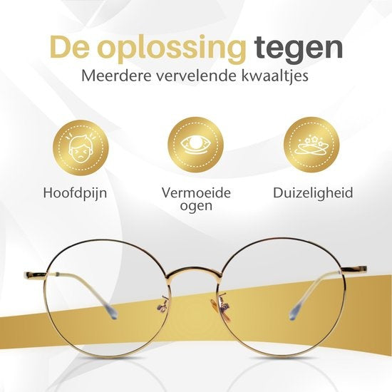 LC Eyewear Lunettes d'ordinateur - Lunettes à lumière bleue - Lunettes d'affichage - Métal - Unisexe - Or