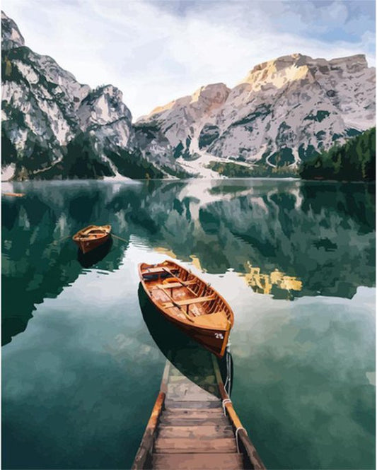 Bateau de peinture à numéros au lac