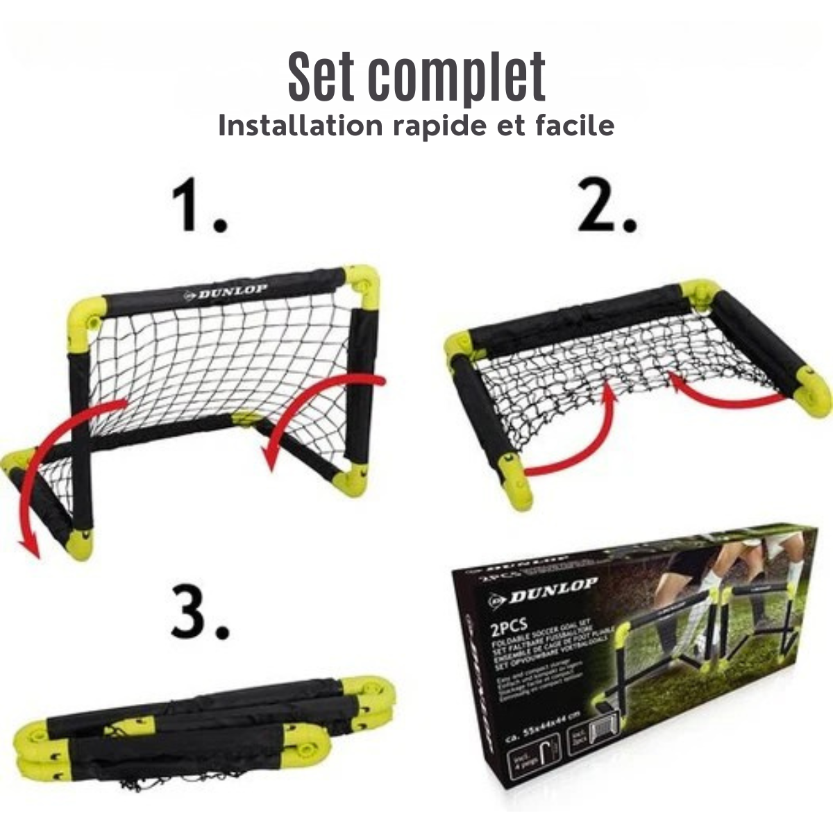 But de football - Dunlop - Deux pièces - Ballons de football - Pliable - Léger - Noir