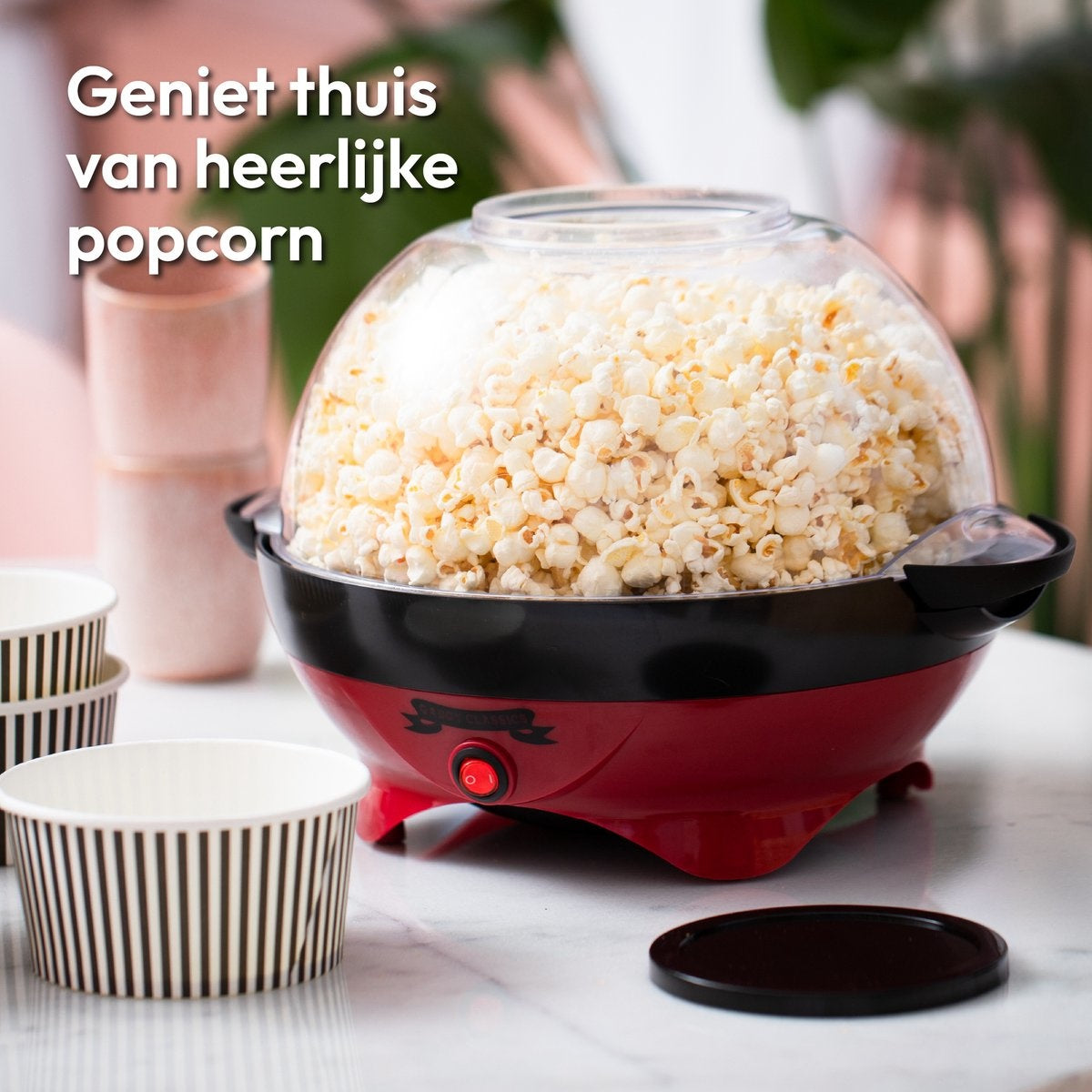 Machine pop-corn - Gadgy - Antiadhésive - Silencieuse et rapide - 5L - Rouge