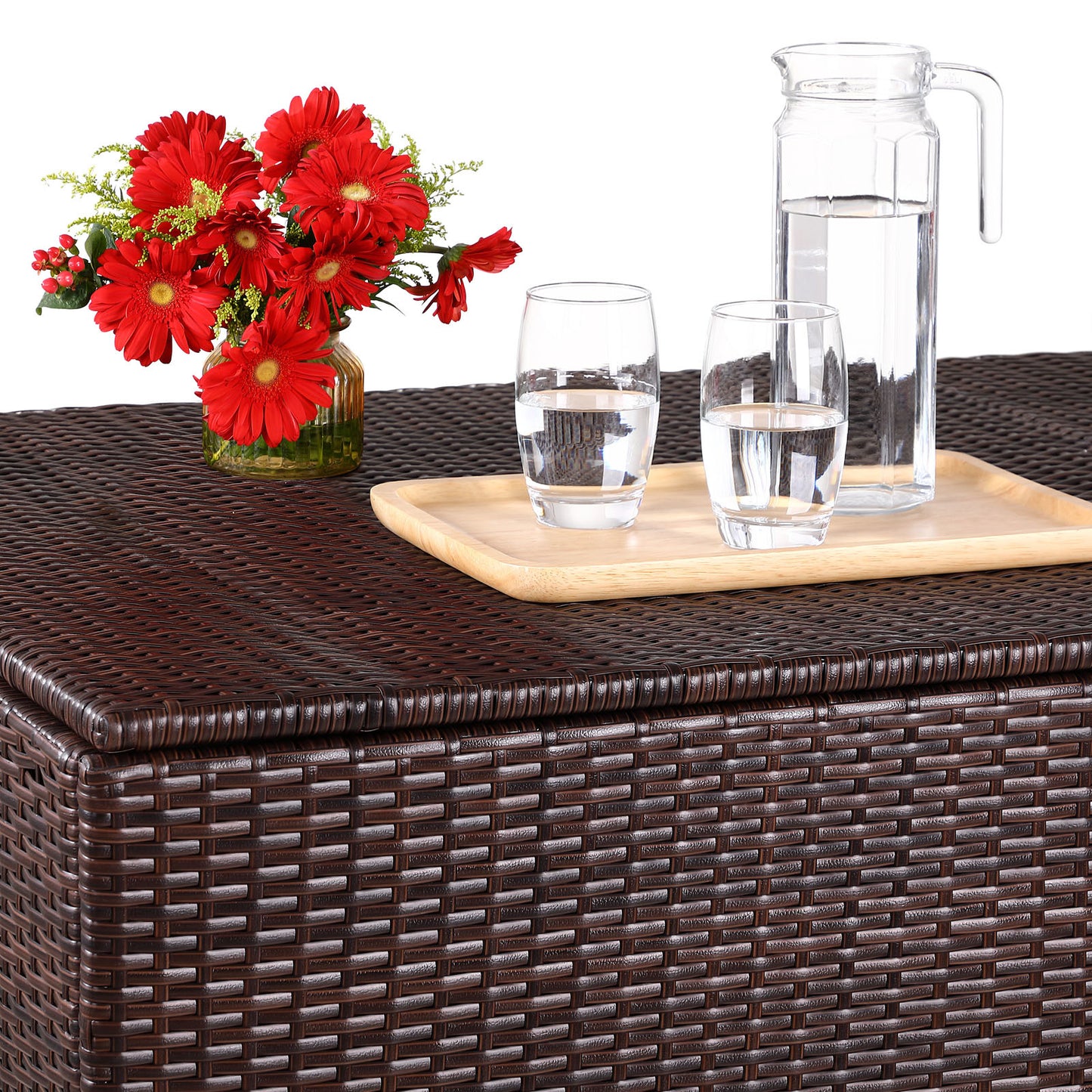 Boîte de rangement Casaria en polyrotin - marron - 75x75x70 cm - avec sac hydrofuge