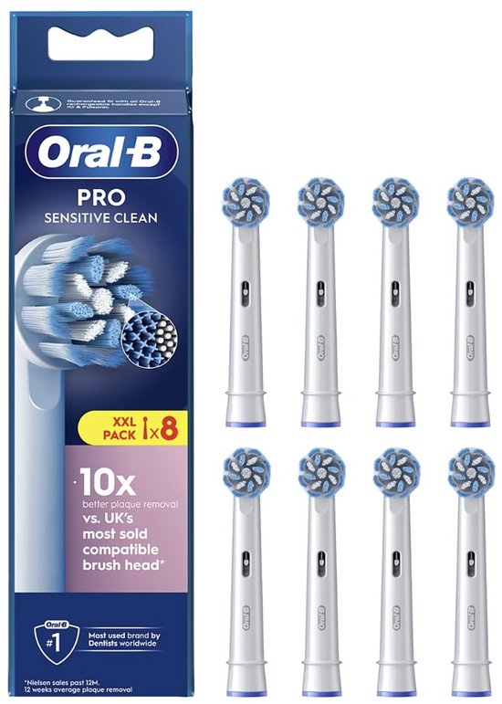 Têtes de brosse Oral-B PRO Sensitive Clean, blanches | 8 pièces