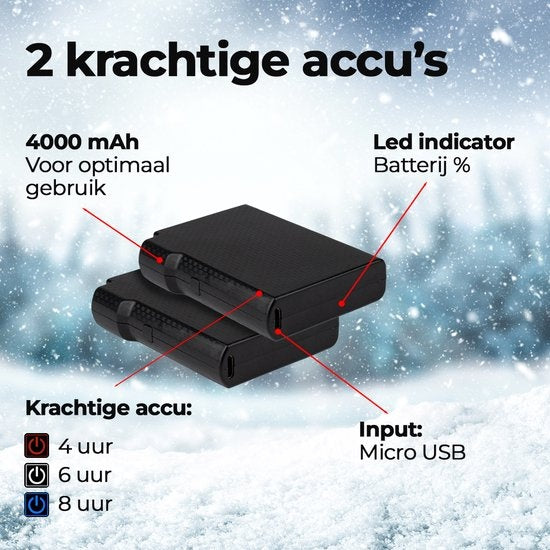 Gants chauffants - Chauffage électrique - Rechargeable par USB - 3 niveaux - Taille M - Femmes / Hommes