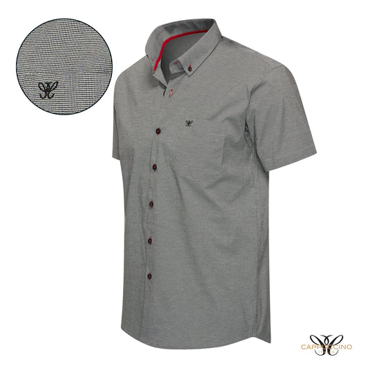 Cappuccino Bronte Chemise rayée - Manches courtes - noir vichy - Taille XXL