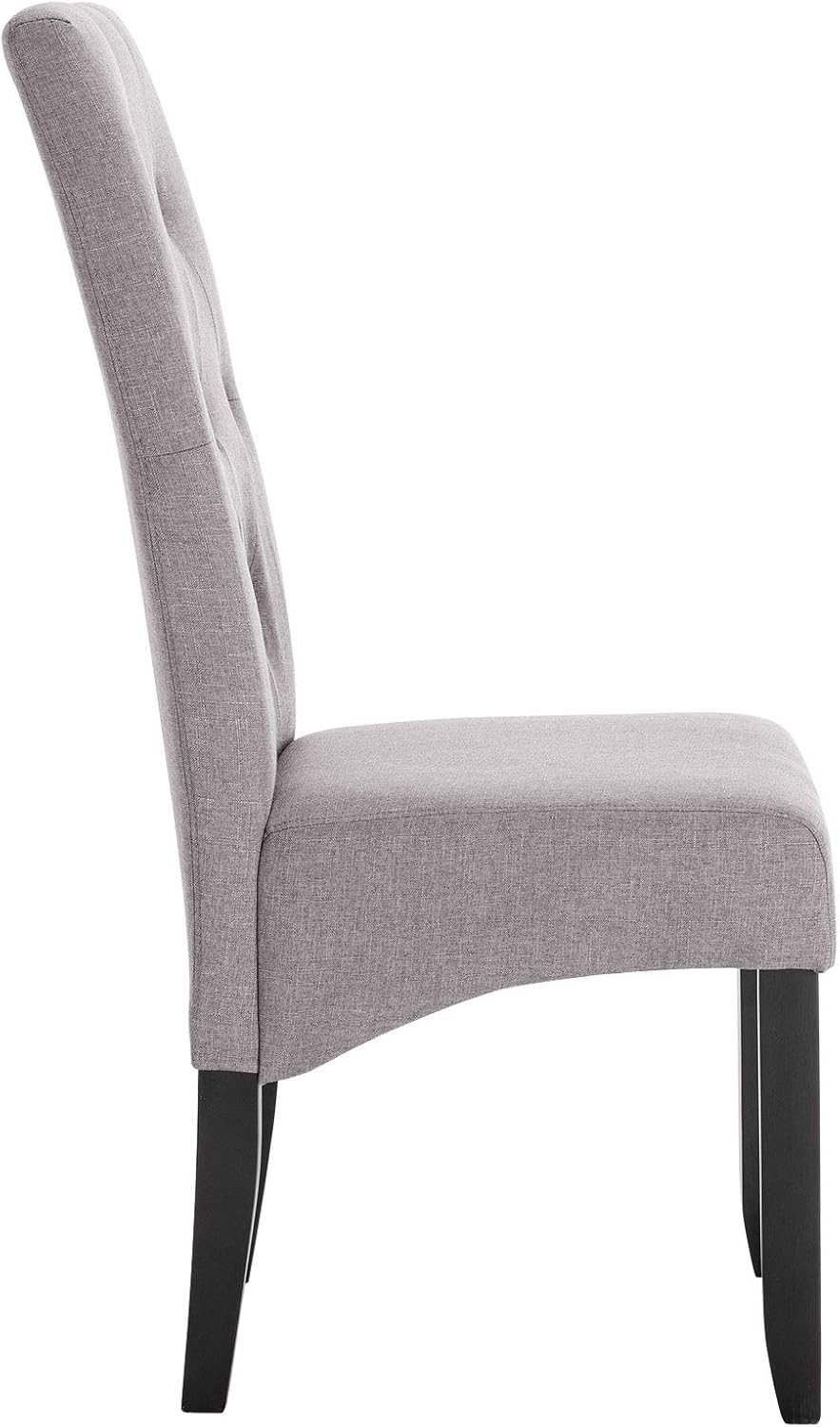 Chaise de salle à manger Woltu à dossier haut - Lin gris clair - Pieds en bois massif - 42 x 47 x 107 cm
