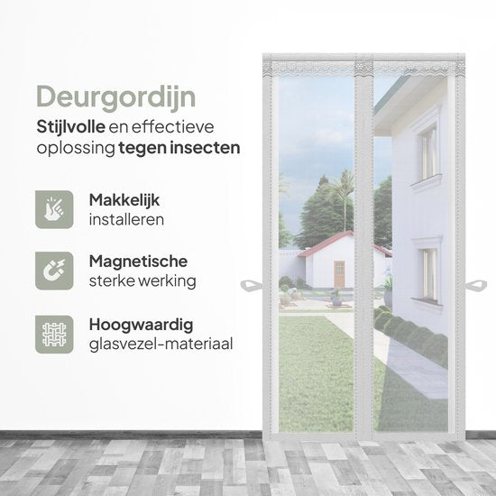 O'DADDY Rideau de porte Deluxe FIBER - Rideau à lames magnétiques - Pour les nouvelles constructions et les portes standard - Installation facile - Blanc Hor - 92x230 cm