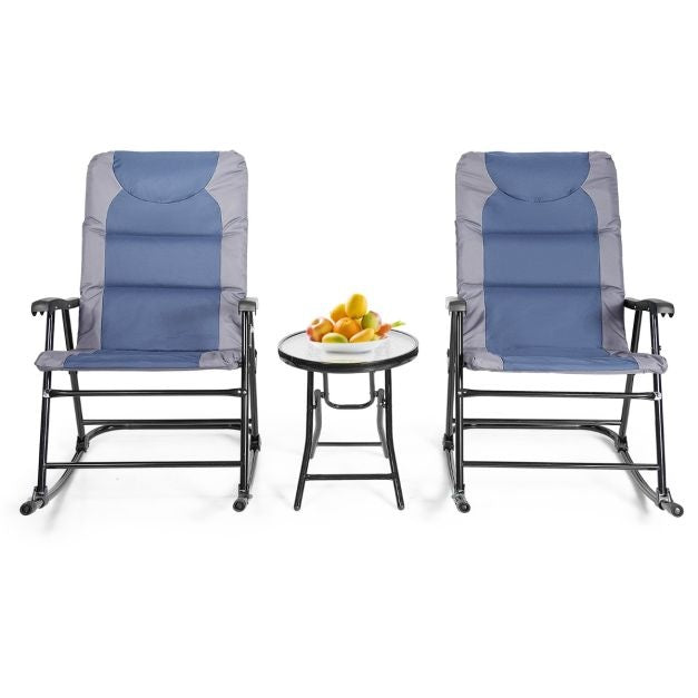 Coast 3-piece folding bistro set Outdoor Swenk chairs with table blue + grey