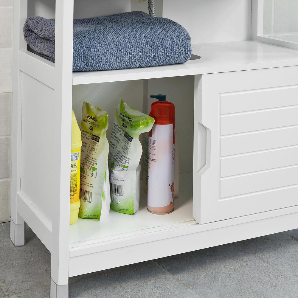 SoBuy FRG128-W Meuble lavabo - 2 portes coulissantes 1 étagère - Blanc - 60x61x30 cm