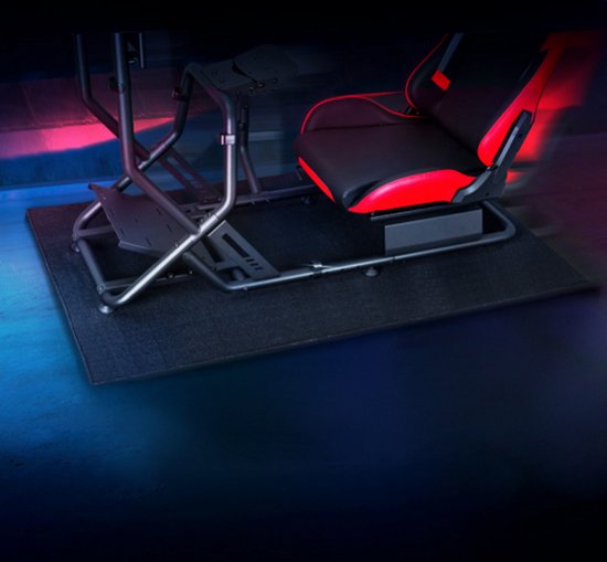 Tapis de sol antidérapant pour cockpit de course - Tapis de sol pour cockpit de course - Tapis de sol pour simulateur de course - Tapis de sol standard pour volant de course - Support de roue - Taille XXL 170 cm x 65 cm