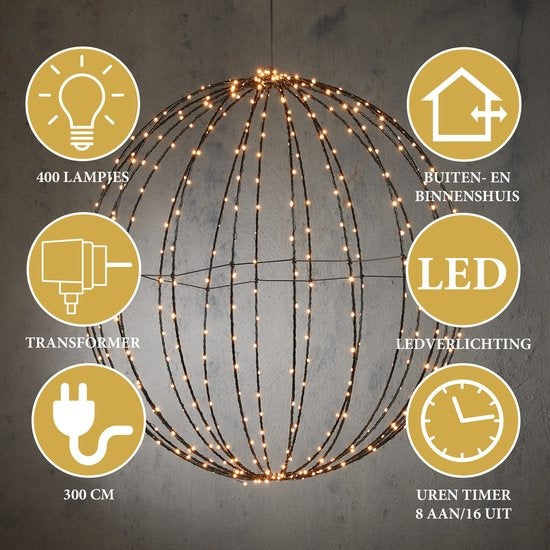 Décoration de Noël LED, Giftsome, Boule lumineuse Ø 60 CM, Lumières de Noël Intérieur et Extérieur