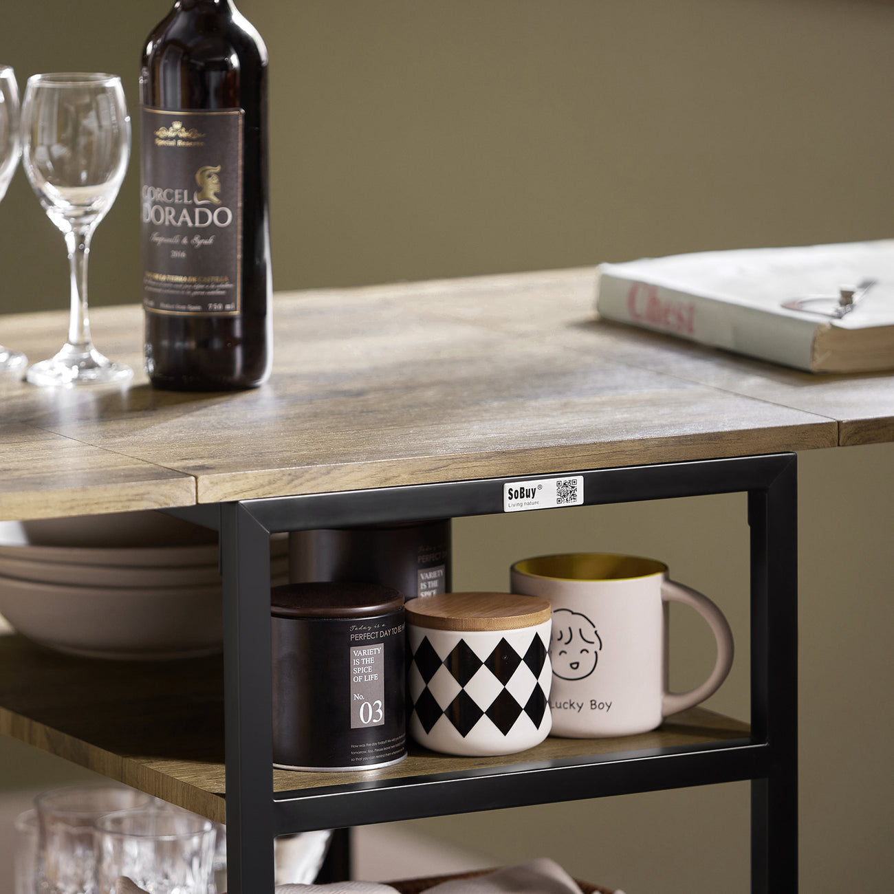 SoBuy FWT62-N Table de salle à manger pliante - Peu encombrante - 180 x 60 x 77 cm - Industrielle