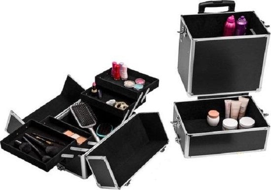 Tectake Cosmetic Case with 3 Shelves - Black - Trousse de maquillage
