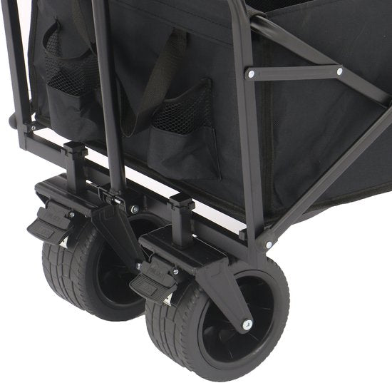 Chariot pliable AXI AB131 – Noir – Avec poignée de traction, freins et housse – Capacité de charge de 100 kg – Facile à transporter – Métal