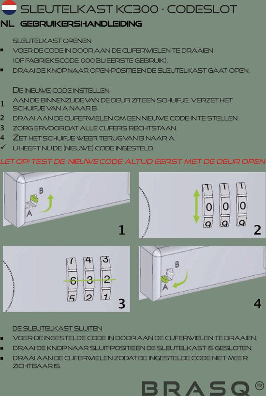 BRASQ Coffre à clés 20 clés avec serrure à combinaison - Coffre à clés, armoire à clés KC300 Gris avec serrure à combinaison