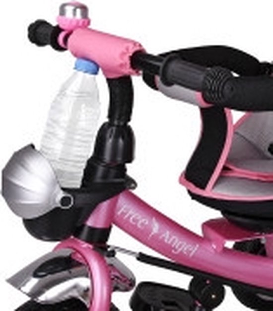 Vélo/tricycle enfant - Rose - Barre de poussée - toit pliant - repose-pieds pliant - panier inclus