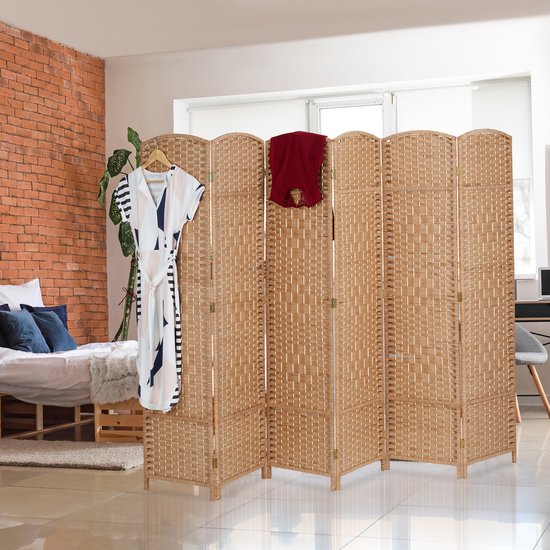 Paravent - 170 x 241 cm - pliable - 6 panneaux - bois - papier