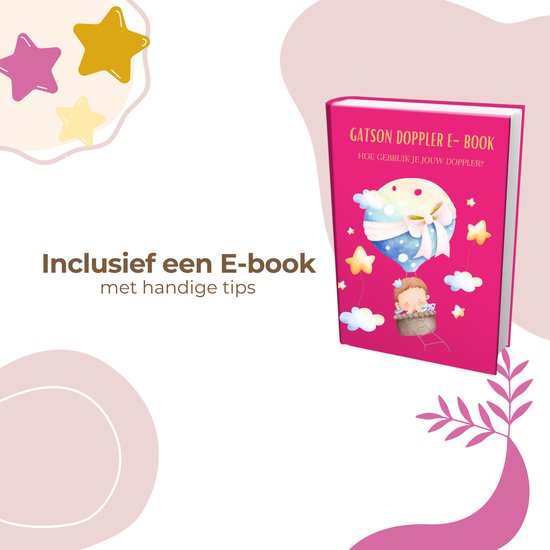 Doppler Gatson - livre électronique, gel Doppler et piles inclus - Doppler bébé - Moniteur cardiaque pour bébé - Cadeau de naissance - Grossesse